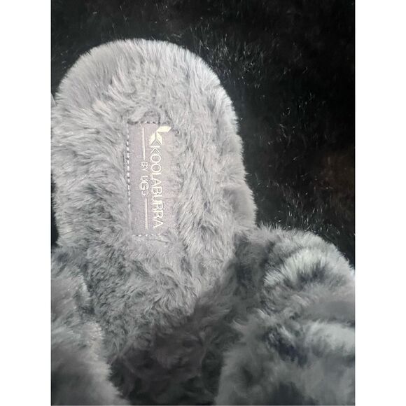 Koolaburra Abstract Fluff Slippers Starleen Pebble Leopard 9 - Picture 3 of 6